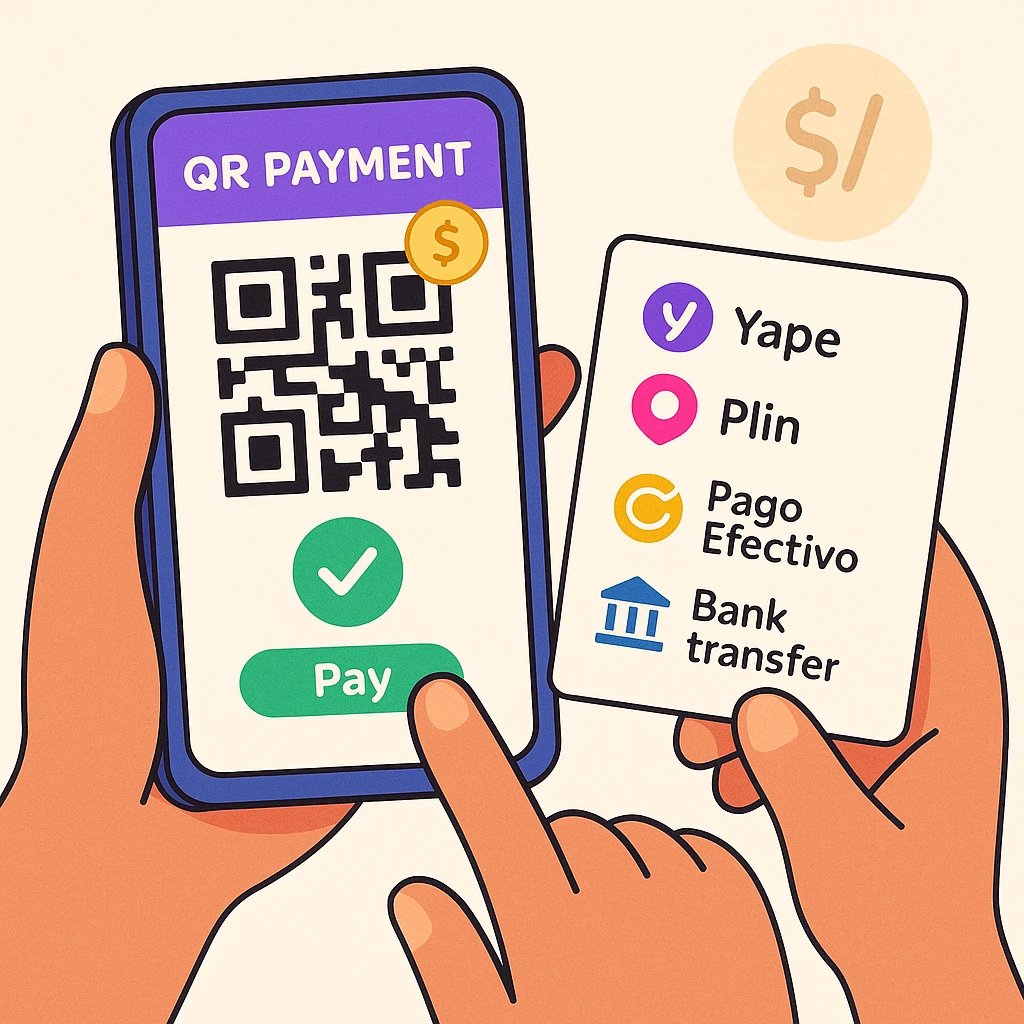 Depósitos y retiros en Perú con Tinbet: opción de QR y métodos locales como Yape, Plin, PagoEfectivo y transferencias, con enfoque en seguridad y confirmación de pago.